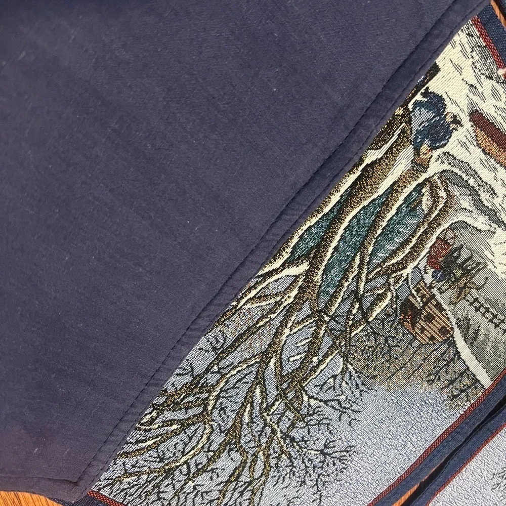 Winter Scene Tapestry 4 Placemats Navy Back